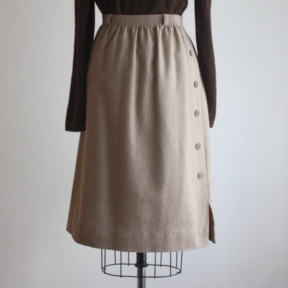 Vintage Dresses & Skirts - Vintage 1970s Brown Wool Skirt